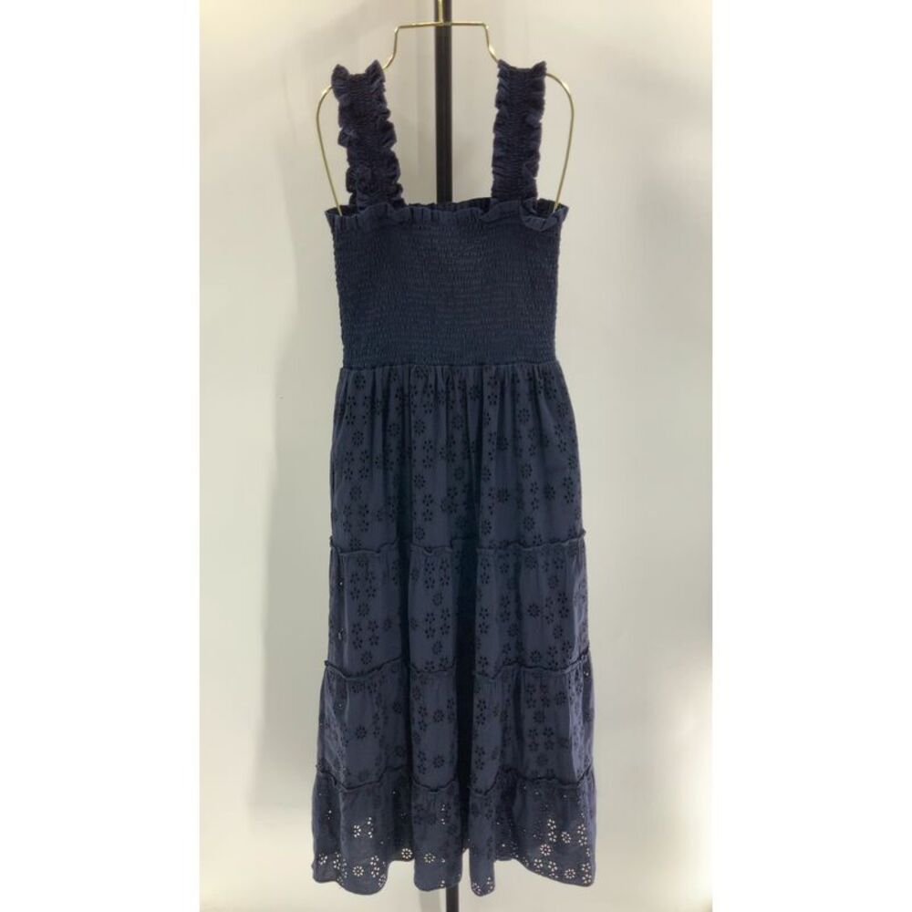 Quince Navy Blue Eyelet Dress